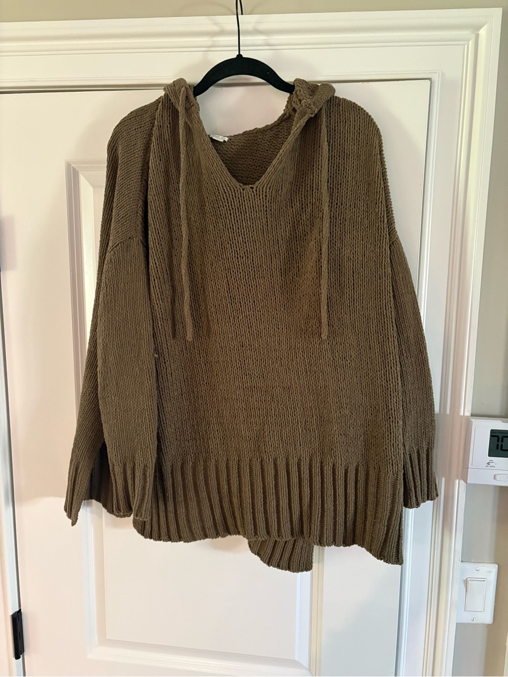 Aerie Khaki Green Oversized Knit Pull Over Hoodie Size XS
